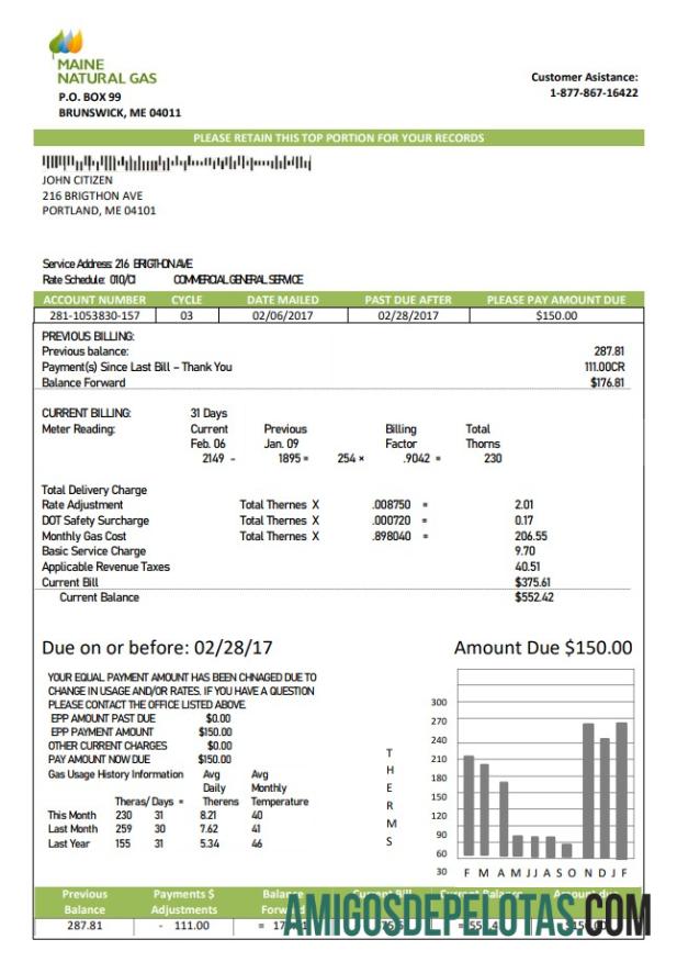 Berkualitas AS Maine Natural Gas Portland Tagihan Tagihan templat in Word and PDF format