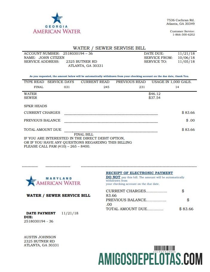 Dapat Diedit AS Maryland Georgia Air Tagihan Tagihan templat in Word and PDF format (.doc and .PDF)