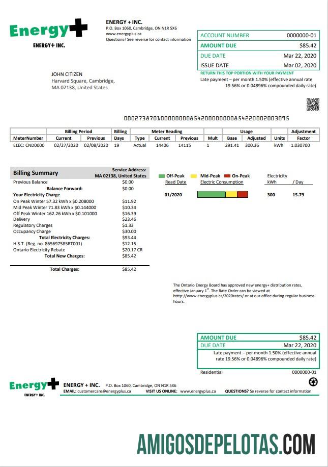 Realistis AS Massachusetts Energy Plus Listrik Tagihan Tagihan templat in Word and PDF format
