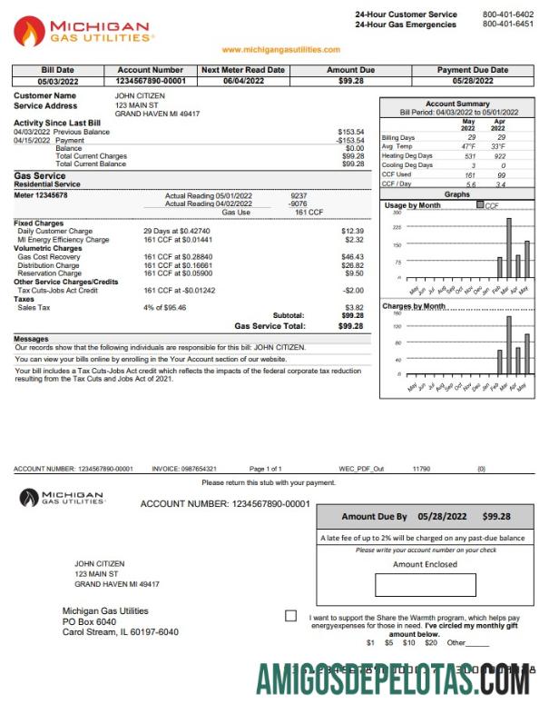 Dapat Diedit AS Michigan Gas Utilities Tagihan Tagihan templat in Word and PDF format versi 1