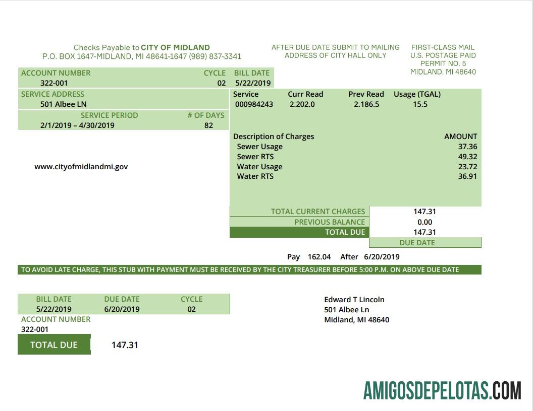 Profesional AS Michigan Air Tagihan Tagihan templat in Word and PDF (.doc and .PDF) format