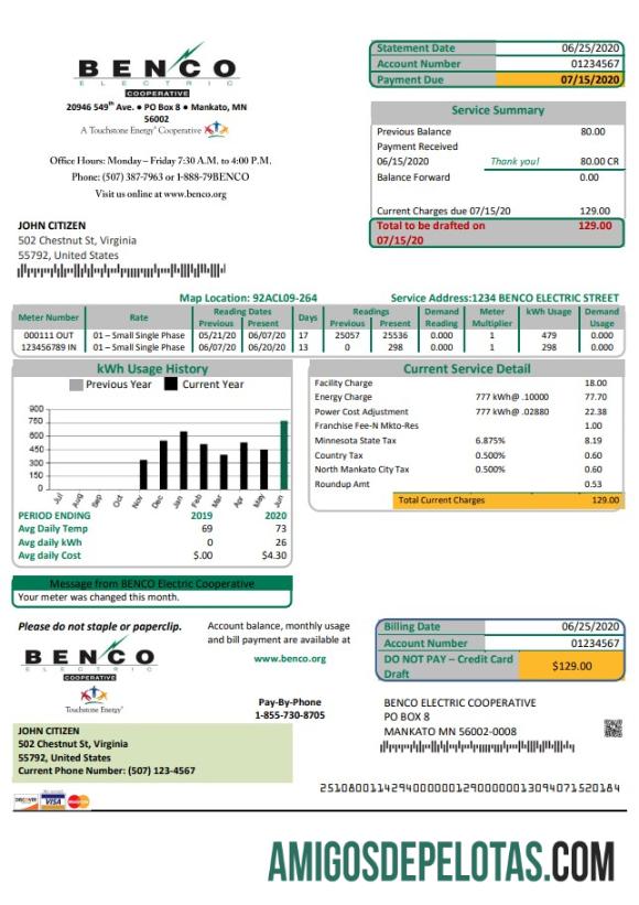 Profesional AS Minnesota Benco Elecric Listrik easy fillable Tagihan Tagihan templat in Word and PDF format (.doc and .PDF)