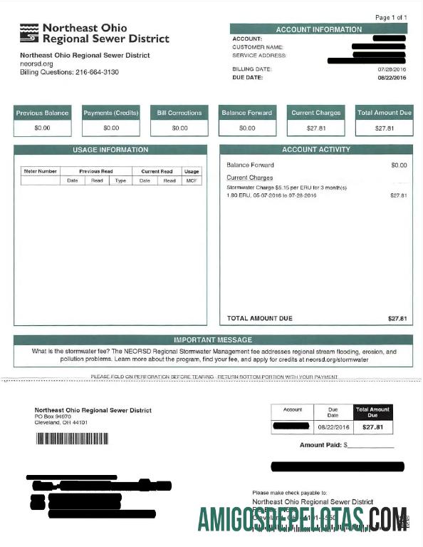Profesional AS NRTHEAST OHIO REGIONAL SEWER DISTRICT Tagihan Tagihan Word and PDF templat