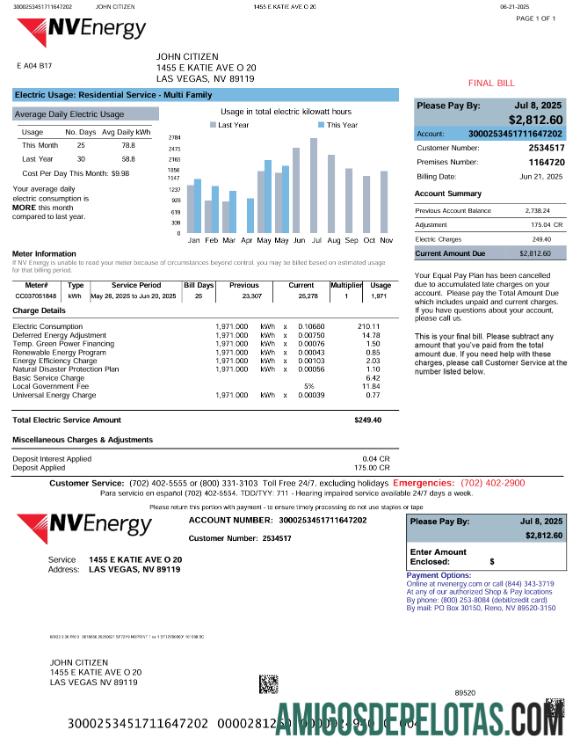 Dapat Diedit AS NV Energy Tagihan Tagihan templat in Word and PDF format, versi 2