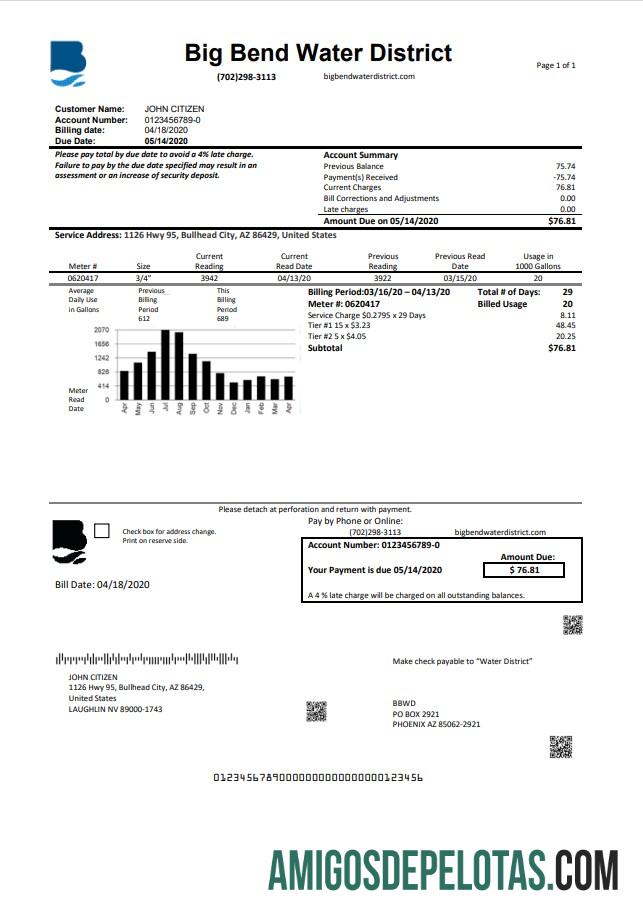 Realistis AS Nevada Big Bend Air District Tagihan Tagihan templat in Word and PDF format