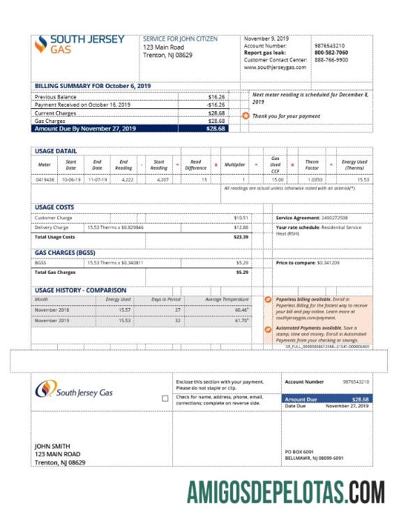Berkualitas AS Baru Jersey Gas Tagihan Tagihan templat in Word and PDF format (.doc and .PDF)
