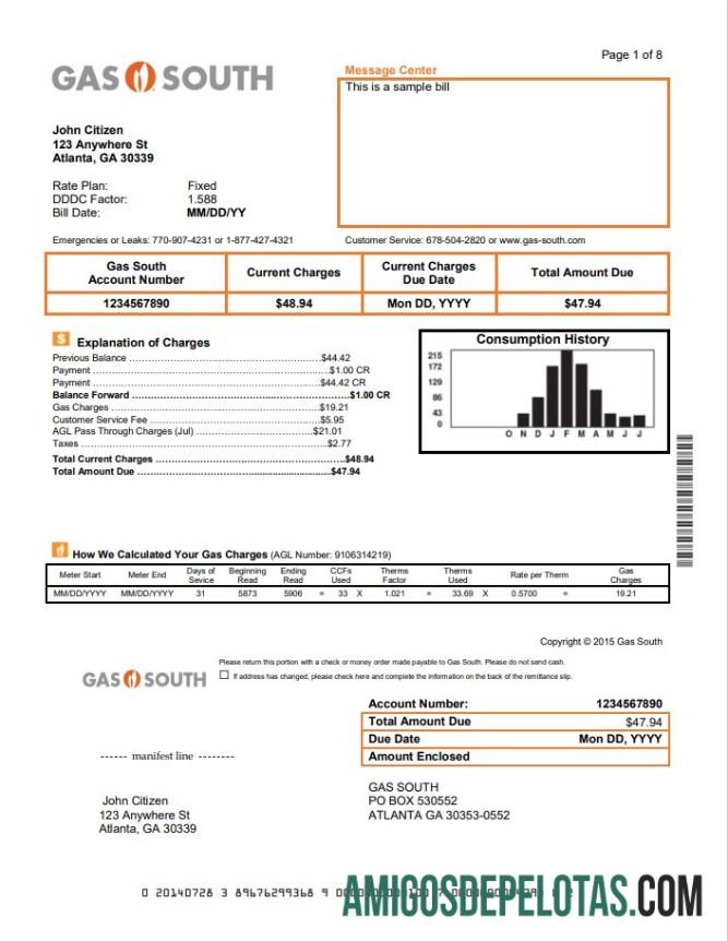 Profesional AS Baru York Gas South Tagihan Tagihan templat in Word and PDF format