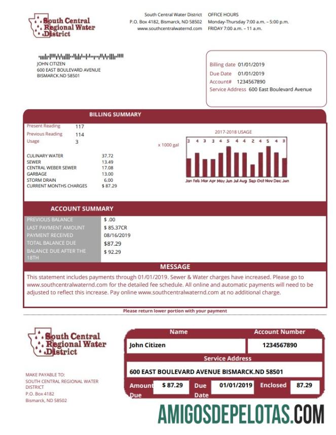 Dapat Diedit AS North Dakota South Central Regional Air District Tagihan Tagihan templat in Word and PDF format
