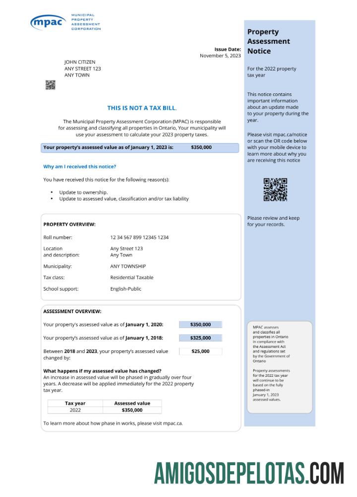 Premium AS Ontario MPAC Tagihan Tagihan, PDF and Word Unduh templat