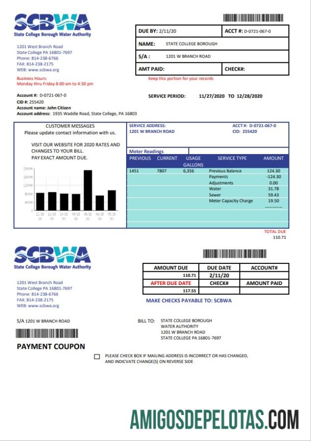 Profesional AS Pennsylvania SCBWA Air Tagihan Tagihan templat in Word and PDF format