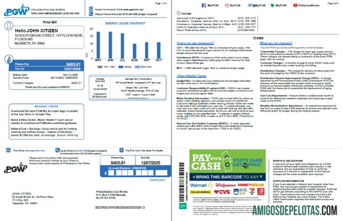 Premium AS Philadelphia Gas Works Tagihan Tagihan templat in Word and PDF format, 3 pages, 1 2 pages