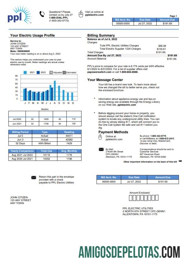 Dapat Diedit AS Philadelphia PPL Tagihan Tagihan templat in Word and PDF format
