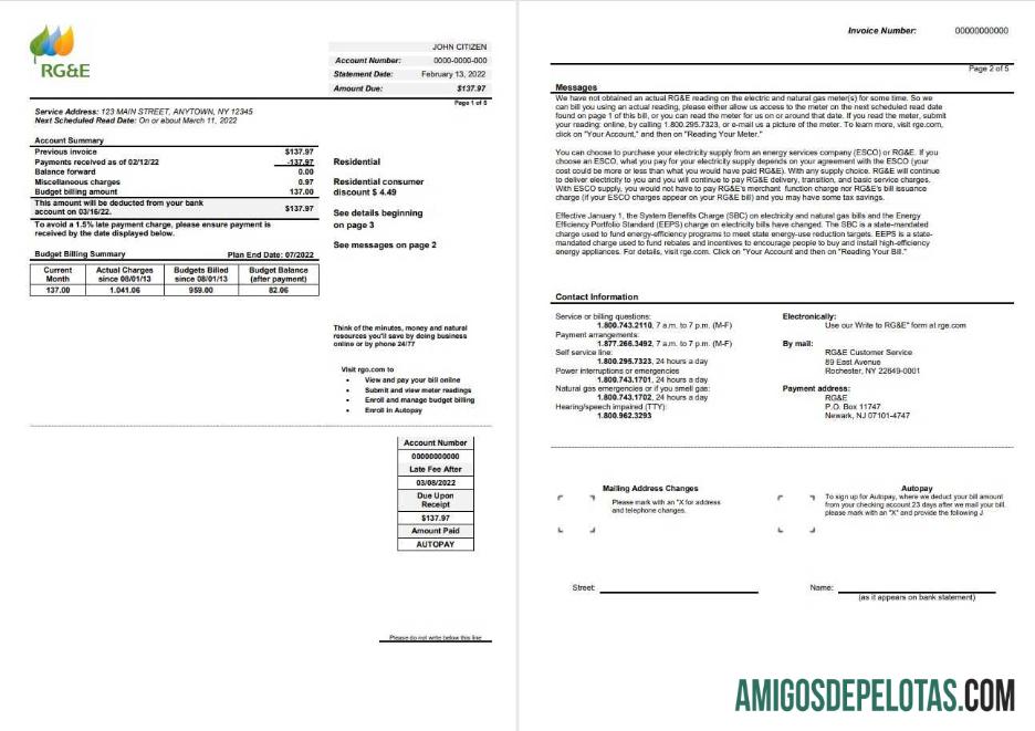 Profesional AS RG&E Tagihan Tagihan templat in Word and PDF format (2 pages) 1 2