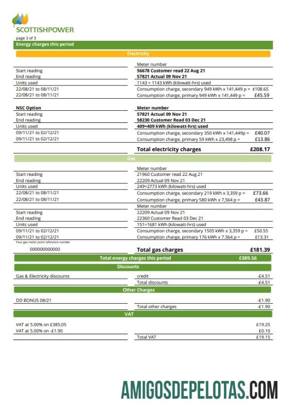Realistis AS ScottishPower Tagihan Tagihan templat in Word and PDF format (3 pages) 3