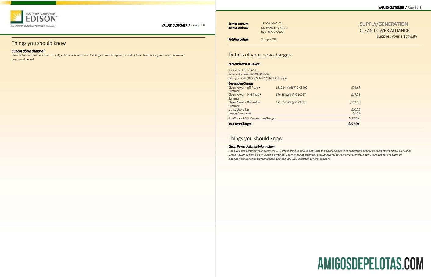 Berkualitas AS Southern California EDISON Tagihan Tagihan, Word and PDF templat, 8 pages 5 6