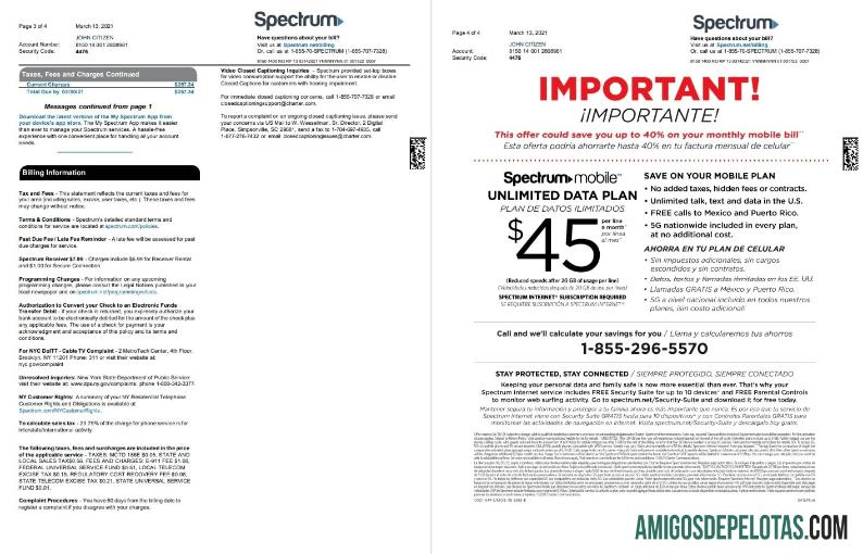 Dapat Diedit AS Spectrum Tagihan Tagihan templat in Word and PDF format (4 pages) 3 4