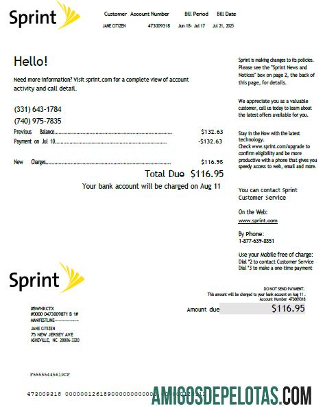 Berkualitas AS Sprint Tagihan Tagihan templat in Word and PDF format, versi 2