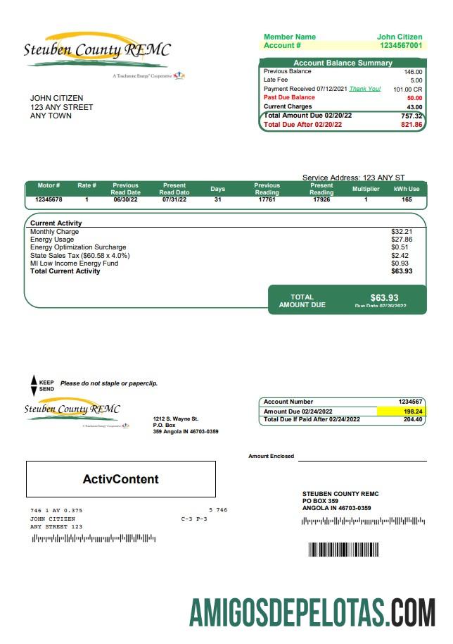 Dapat Diedit AS Steuben Country REMC Tagihan Tagihan templat in Word and PDF format