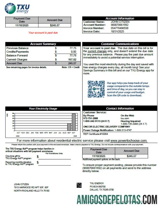Dapat Diedit AS TXU Energy Tagihan Tagihan templat in Word and PDF format, versi 8