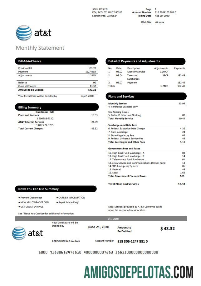 Dapat Diedit AS Texas AT&T easy to fill Tagihan Tagihan templat in Word and PDF format