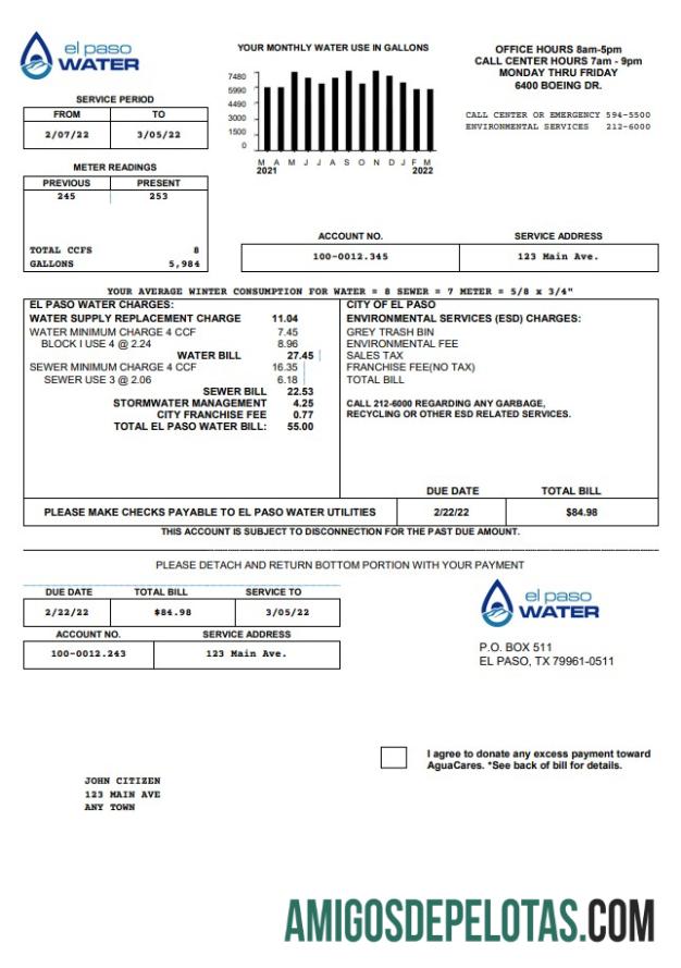 Dapat Diedit AS Texas El Paso Air Tagihan Tagihan templat in Word and PDF format