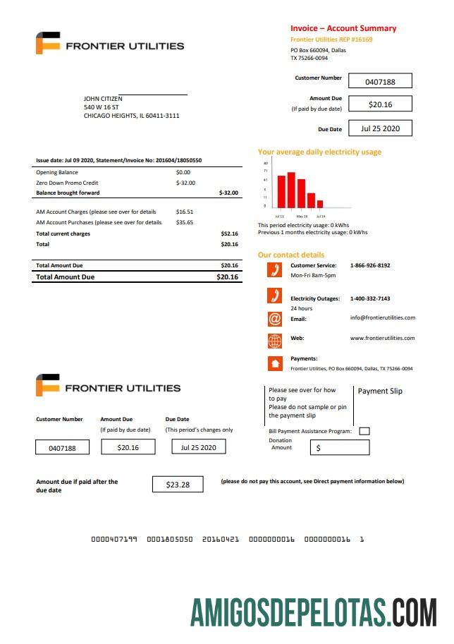 Premium AS Texas Frontier Utilities Tagihan Tagihan templat in Word and PDF format