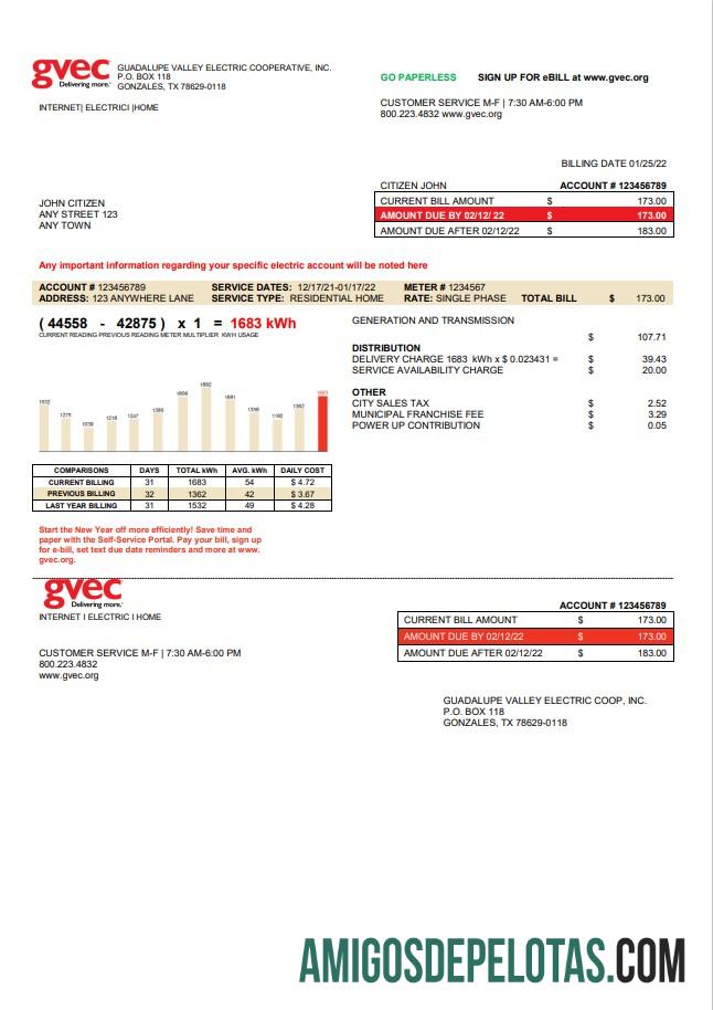 Dapat Diedit AS Texas GVEC Tagihan Tagihan templat in Word and PDF format