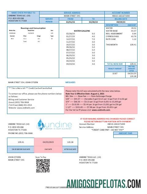 AS Texas Undine Air is our element Air Tagihan Tagihan Word and PDF format templat