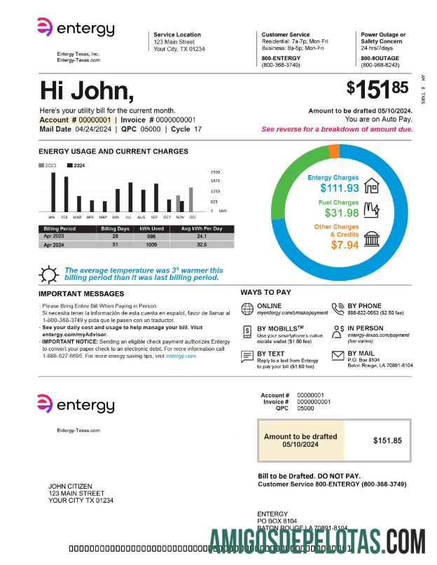 AS Texas entergy Tagihan Tagihan 2pages in PSD format Halaman 1 sampel