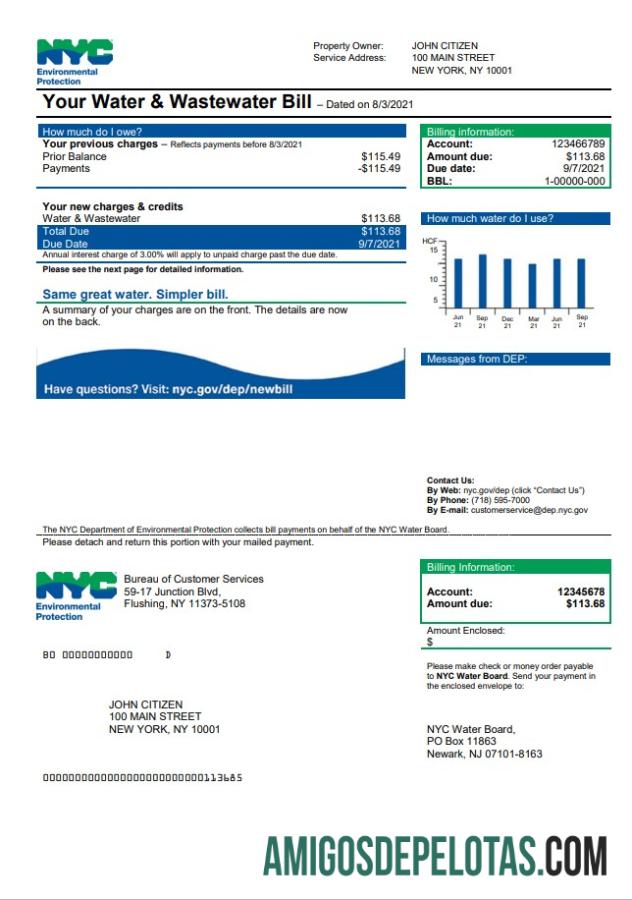 Premium AS The Baru York City Department of Environmental Protection (DEP) Tagihan Tagihan templat in Word and PDF format