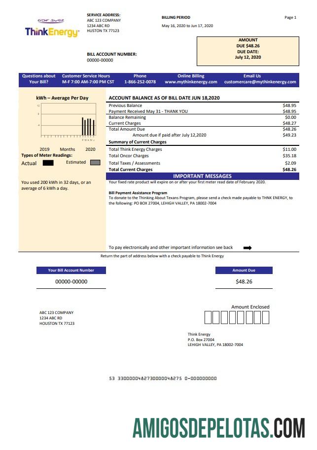 Dapat Diedit AS Think Energy Tagihan Tagihan templat in Word and PDF format