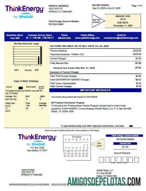 Realistis AS Think Energy Tagihan Tagihan templat in Word and PDF format, versi 2