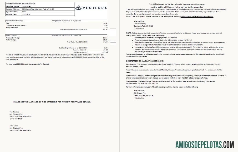 Dapat Diedit AS Venterra Tagihan Tagihan templat in Word and PDF format, 2 pages
