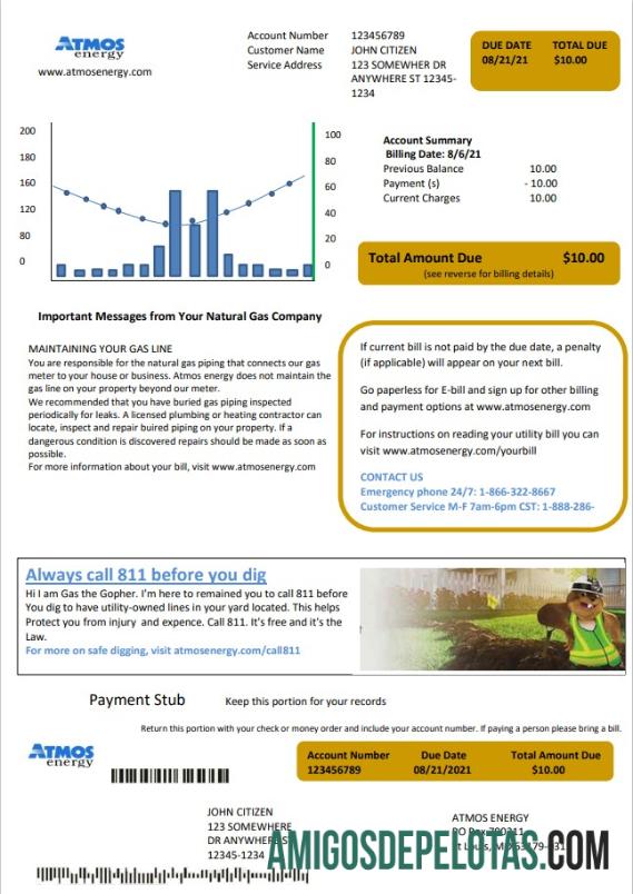 Profesional AS Virginia Atmos Energy Tagihan Tagihan templat in Word and PDF format (.doc and .PDF)