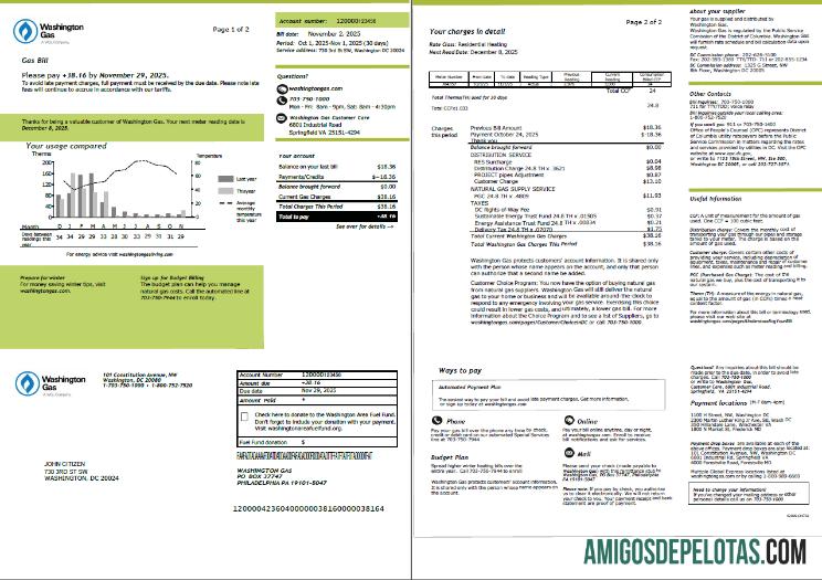 Berkualitas AS Washington Gas Tagihan Tagihan templat in Word and PDF format, 2 pages
