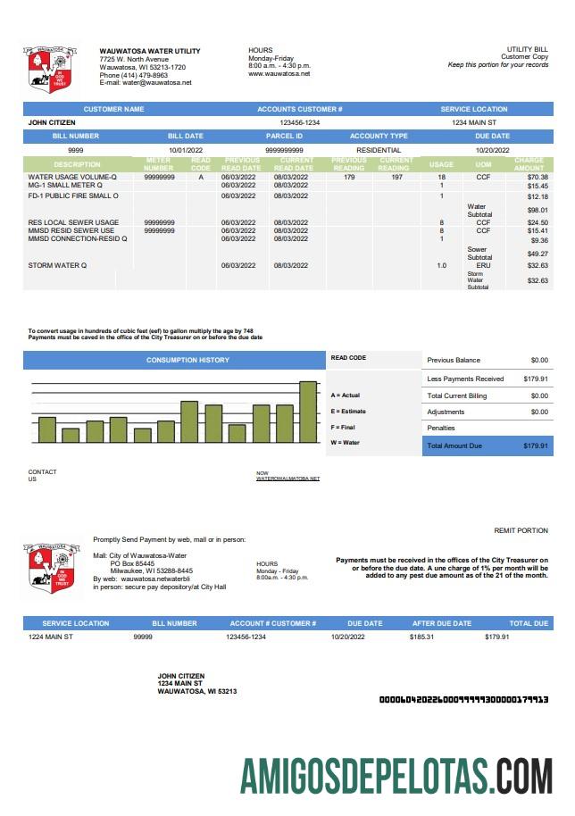 Premium AS Wawatosa Air Tagihan Tagihan Tagihan templat in Word and PDF format