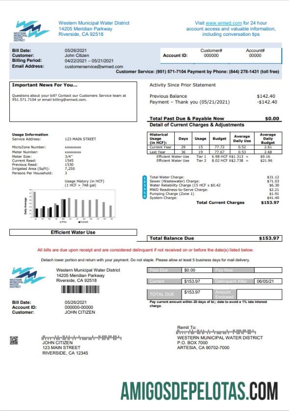 Dapat Diedit AS Western Municipal Air District Tagihan Tagihan templat in Word and PDF format