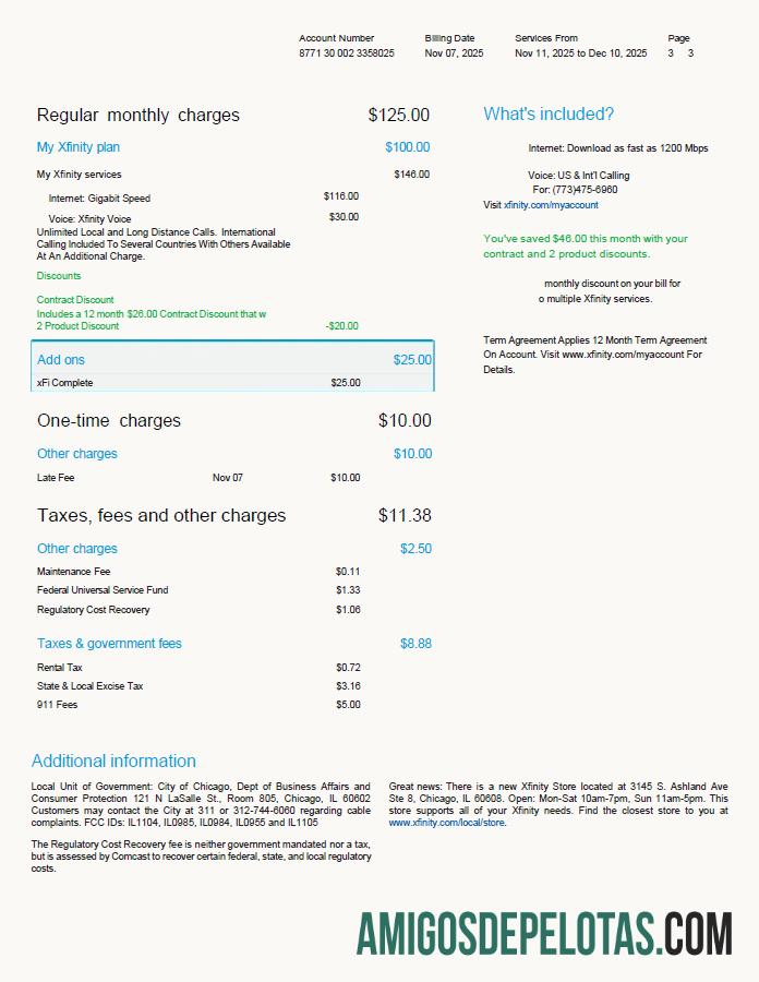 Profesional AS Xfinity Tagihan Tagihan templat in Word and PDF format, 3 pages, versi 2, 3rd Halaman