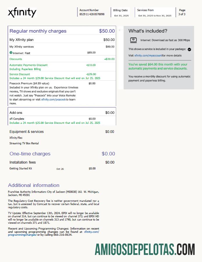 Premium AS Xfinity Tagihan Tagihan templat in Word and PDF format, 3 pages, versi 4, 3rd Halaman