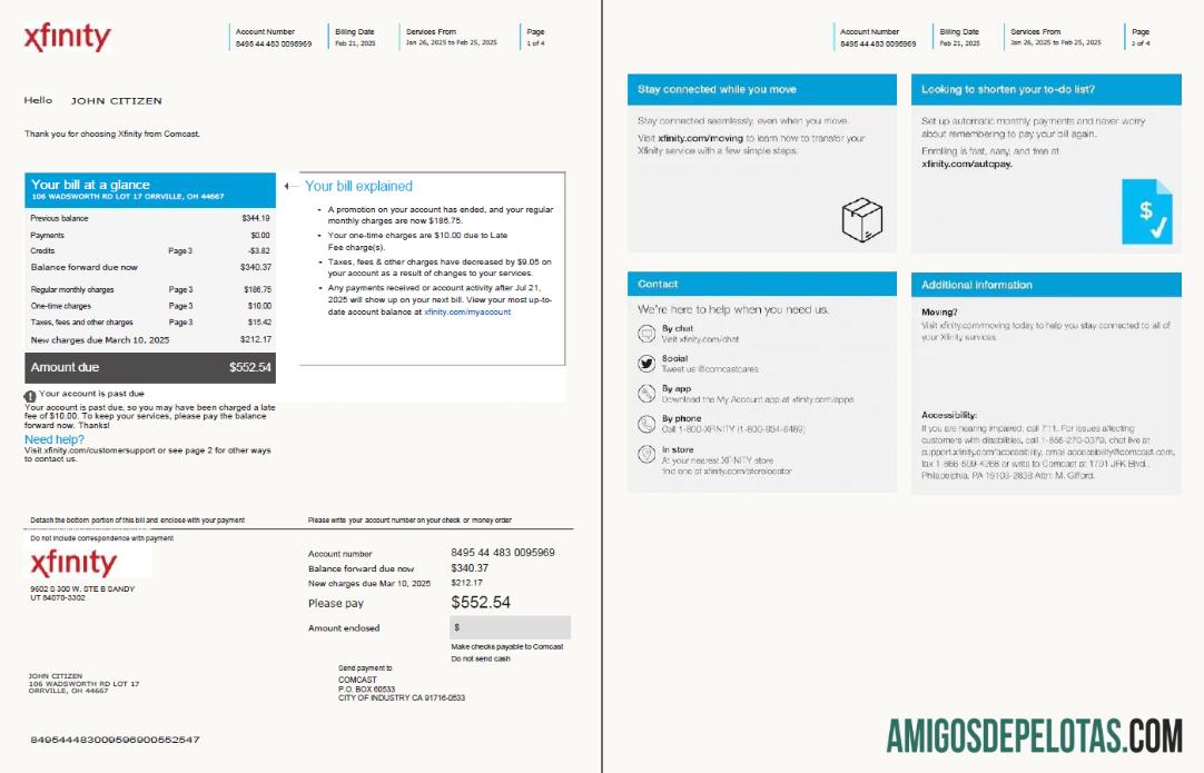 Premium AS Xfinity Tagihan Tagihan templat in Word and PDF format, 4 pages, versi 2, 1 2 pages