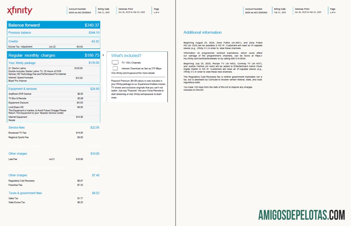 Premium AS Xfinity Tagihan Tagihan templat in Word and PDF format, 4 pages, versi 2, 3 4 pages