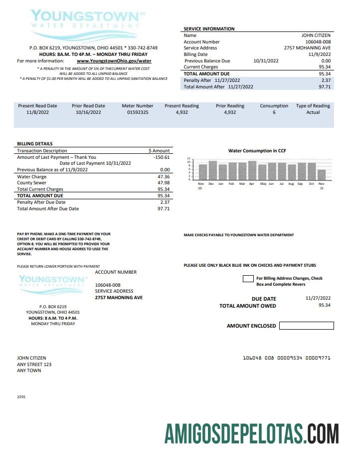 Berkualitas AS Youngstown Air Department Tagihan Tagihan templat in Word and PDF format