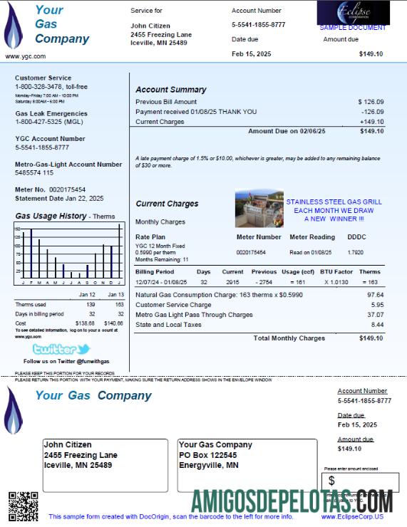 Premium AS Your Gas Perusahaan Tagihan Tagihan templat in Word and PDF format