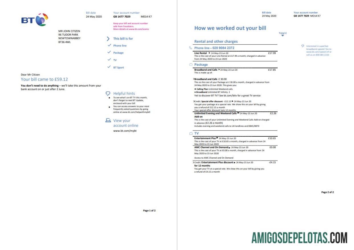 Dapat Diedit Inggris Raya BT Tagihan Tagihan templat in Word and PDF format, 2 pages
