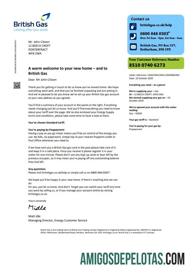 Dapat Diedit Inggris Raya British Gas Tagihan Tagihan templat in Word and PDF format, versi 2