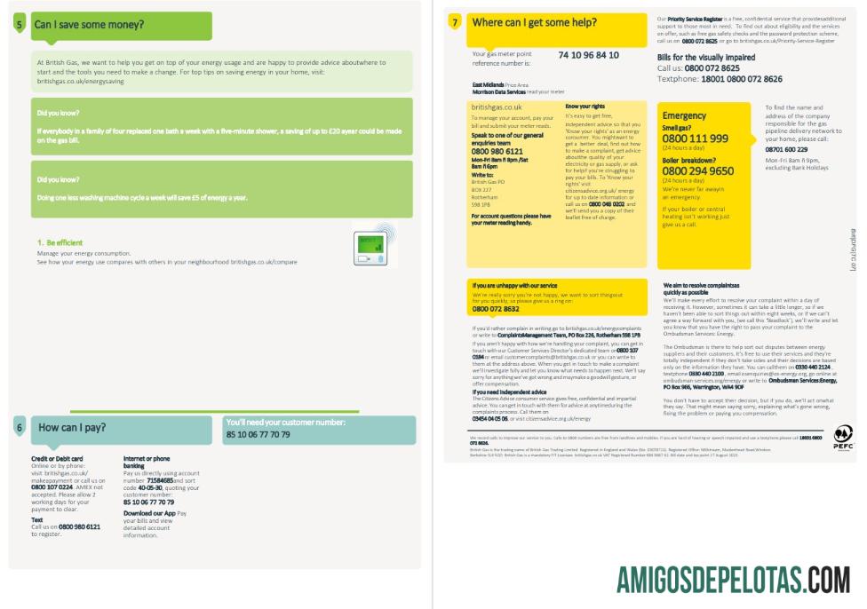 Premium Inggris Raya British Gas Tagihan Tagihan, Word and PDF templat, 4 pages 3 4