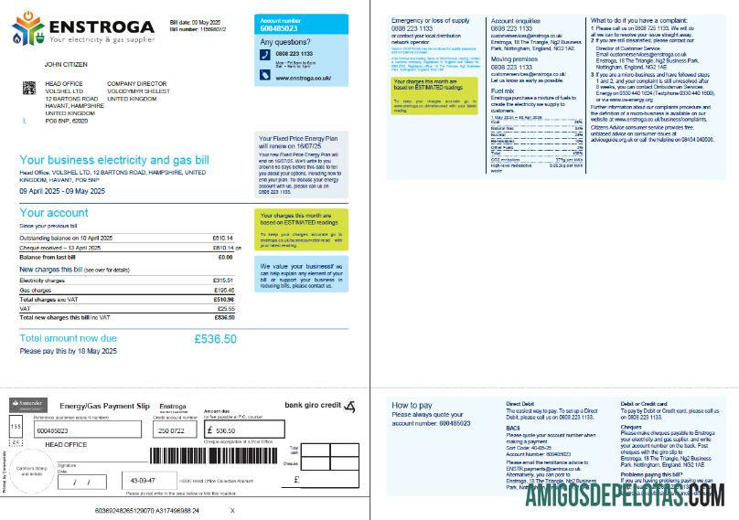 Dapat Diedit Inggris Raya Enstroga Tagihan Tagihan templat in Word and PDF format, 2 pages