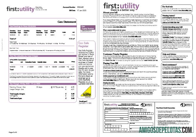 Inggris Raya First Gas and Listrik Tagihan Tagihan in Word and PDF format, 6 pages.. pratinjau