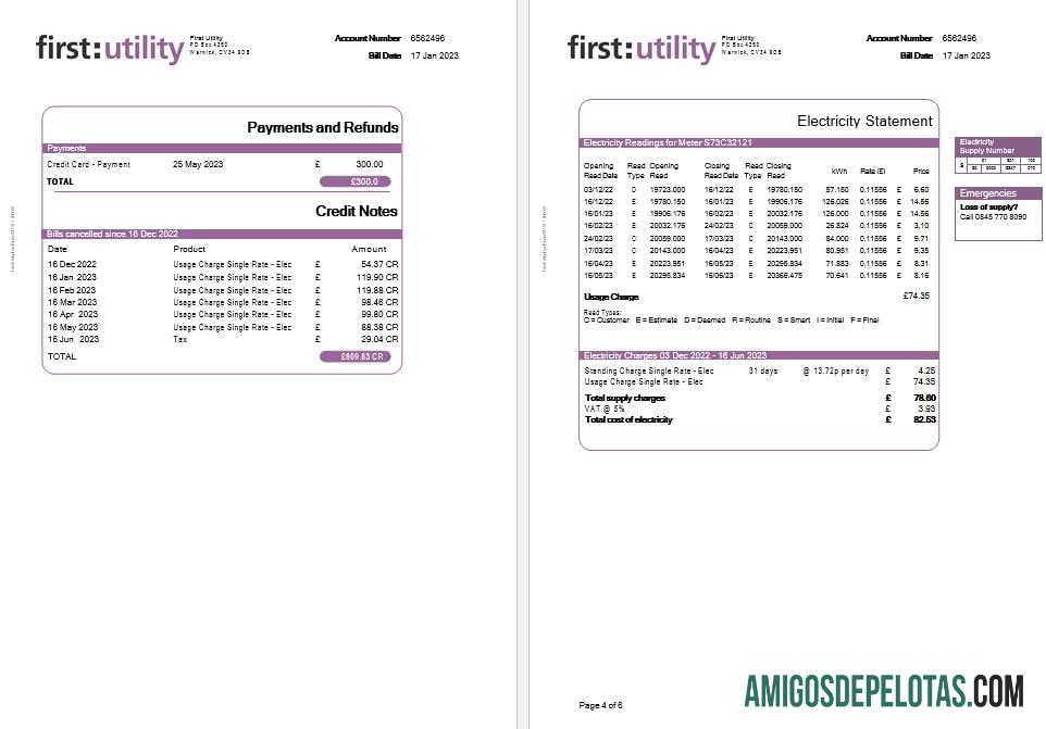 Inggris Raya First Gas and Listrik Tagihan Tagihan in Word and PDF format, 6 pages. pratinjau