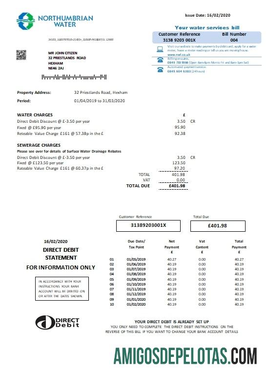 Dapat Diedit Inggris Raya Northumbrian Air Tagihan Tagihan templat in Word and PDF format, versi 2